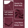 image:imageCOOFANDY Mens Quarter Zip Sweater Slim Fit Lightweight Mock Neck Pullover Knit Texture Polo SweatersWine Red