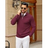 image:imageCOOFANDY Mens Quarter Zip Sweater Slim Fit Lightweight Mock Neck Pullover Knit Texture Polo SweatersWine Red