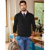 image:imageCOOFANDY Mens Quarter Zip Sweater Slim Fit Mock Neck Pullover Casual Knitted Ribbed Polo SweatersAblack