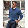 image:imageCOOFANDY Mens Quarter Zip Sweater Slim Fit Mock Neck Pullover Casual Knitted Ribbed Polo SweatersBlue
