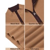 image:imageCOOFANDY Mens Quarter Zip Sweater Slim Fit Mock Neck Pullover Casual Knitted Ribbed Polo SweatersBrown