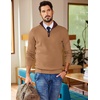 image:imageCOOFANDY Mens Quarter Zip Sweater Slim Fit Mock Neck Pullover Casual Knitted Ribbed Polo SweatersBrown