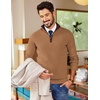 image:imageCOOFANDY Mens Quarter Zip Sweater Slim Fit Mock Neck Pullover Casual Knitted Ribbed Polo SweatersBrown