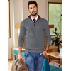 image:imageCOOFANDY Mens Quarter Zip Sweater Slim Fit Mock Neck Pullover Casual Knitted Ribbed Polo SweatersDark Gray