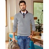 image:imageCOOFANDY Mens Quarter Zip Sweater Slim Fit Mock Neck Pullover Casual Knitted Ribbed Polo SweatersLight Grey