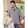 image:imageCOOFANDY Mens Quarter Zip Sweater Slim Fit Mock Neck Pullover Casual Knitted Ribbed Polo SweatersLight Grey