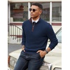 image:imageCOOFANDY Mens Quarter Zip Sweater Slim Fit Mock Neck Pullover Casual Knitted Ribbed Polo SweatersNavy Blue