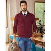 image:imageCOOFANDY Mens Quarter Zip Sweater Slim Fit Mock Neck Pullover Casual Knitted Ribbed Polo SweatersWine Red