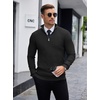 image:imageCOOFANDY Mens Quarter Zip Sweaters Slim Fit Lightweight Knitted Mock Neck Pullover Casual Polo SweatersAll Black