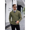 image:imageCOOFANDY Mens Quarter Zip Sweaters Slim Fit Lightweight Knitted Mock Neck Pullover Casual Polo SweatersArmy Green