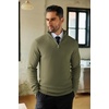 image:imageCOOFANDY Mens Quarter Zip Sweaters Slim Fit Lightweight Knitted Mock Neck Pullover Casual Polo SweatersArmy Green