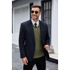 image:imageCOOFANDY Mens Quarter Zip Sweaters Slim Fit Lightweight Knitted Mock Neck Pullover Casual Polo SweatersArmy Green