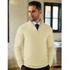 image:imageCOOFANDY Mens Quarter Zip Sweaters Slim Fit Lightweight Knitted Mock Neck Pullover Casual Polo SweatersBeige