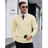 image:imageCOOFANDY Mens Quarter Zip Sweaters Slim Fit Lightweight Knitted Mock Neck Pullover Casual Polo SweatersBeige