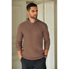 image:imageCOOFANDY Mens Quarter Zip Sweaters Slim Fit Lightweight Knitted Mock Neck Pullover Casual Polo SweatersBrown