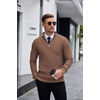 image:imageCOOFANDY Mens Quarter Zip Sweaters Slim Fit Lightweight Knitted Mock Neck Pullover Casual Polo SweatersBrown