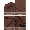 image:imageCOOFANDY Mens Quarter Zip Sweaters Slim Fit Lightweight Knitted Mock Neck Pullover Casual Polo SweatersBrown