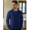 image:imageCOOFANDY Mens Quarter Zip Sweaters Slim Fit Lightweight Knitted Mock Neck Pullover Casual Polo SweatersDark Blue