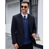 image:imageCOOFANDY Mens Quarter Zip Sweaters Slim Fit Lightweight Knitted Mock Neck Pullover Casual Polo SweatersDark Blue