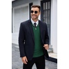 image:imageCOOFANDY Mens Quarter Zip Sweaters Slim Fit Lightweight Knitted Mock Neck Pullover Casual Polo SweatersDark Green