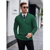 image:imageCOOFANDY Mens Quarter Zip Sweaters Slim Fit Lightweight Knitted Mock Neck Pullover Casual Polo SweatersDark Green