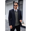 image:imageCOOFANDY Mens Quarter Zip Sweaters Slim Fit Lightweight Knitted Mock Neck Pullover Casual Polo SweatersDark Grey