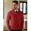 image:imageCOOFANDY Mens Quarter Zip Sweaters Slim Fit Lightweight Knitted Mock Neck Pullover Casual Polo SweatersDeep Red