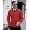 image:imageCOOFANDY Mens Quarter Zip Sweaters Slim Fit Lightweight Knitted Mock Neck Pullover Casual Polo SweatersDeep Red