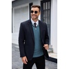 image:imageCOOFANDY Mens Quarter Zip Sweaters Slim Fit Lightweight Knitted Mock Neck Pullover Casual Polo SweatersDenim Blue