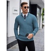 image:imageCOOFANDY Mens Quarter Zip Sweaters Slim Fit Lightweight Knitted Mock Neck Pullover Casual Polo SweatersDenim Blue