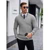 image:imageCOOFANDY Mens Quarter Zip Sweaters Slim Fit Lightweight Knitted Mock Neck Pullover Casual Polo SweatersGrey