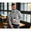 image:imageCOOFANDY Mens Quarter Zip Sweaters Slim Fit Lightweight Knitted Mock Neck Pullover Casual Polo SweatersGrey