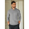 image:imageCOOFANDY Mens Quarter Zip Sweaters Slim Fit Lightweight Knitted Mock Neck Pullover Casual Polo SweatersGrey