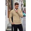 image:imageCOOFANDY Mens Quarter Zip Sweaters Slim Fit Lightweight Knitted Mock Neck Pullover Casual Polo SweatersKhaki