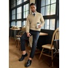 image:imageCOOFANDY Mens Quarter Zip Sweaters Slim Fit Lightweight Knitted Mock Neck Pullover Casual Polo SweatersKhaki