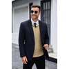 image:imageCOOFANDY Mens Quarter Zip Sweaters Slim Fit Lightweight Knitted Mock Neck Pullover Casual Polo SweatersKhaki