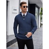 image:imageCOOFANDY Mens Quarter Zip Sweaters Slim Fit Lightweight Knitted Mock Neck Pullover Casual Polo SweatersNavy Blue