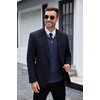 image:imageCOOFANDY Mens Quarter Zip Sweaters Slim Fit Lightweight Knitted Mock Neck Pullover Casual Polo SweatersNavy Blue