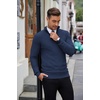 image:imageCOOFANDY Mens Quarter Zip Sweaters Slim Fit Lightweight Knitted Mock Neck Pullover Casual Polo SweatersNavy Blue
