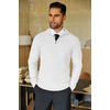 image:imageCOOFANDY Mens Quarter Zip Sweaters Slim Fit Lightweight Knitted Mock Neck Pullover Casual Polo SweatersWhite