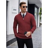image:imageCOOFANDY Mens Quarter Zip Sweaters Slim Fit Lightweight Knitted Mock Neck Pullover Casual Polo SweatersWine Red