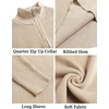 image:imageCOOFANDY Mens Quarter Zip Sweaters Slim Fit Mock Neck Pullover Sweaters Lightweight Knitted Polo SweaterBeige