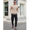 image:imageCOOFANDY Mens Quarter Zip Sweaters Slim Fit Mock Neck Pullover Sweaters Lightweight Knitted Polo SweaterBeige