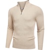 image:imageCOOFANDY Mens Quarter Zip Sweaters Slim Fit Mock Neck Pullover Sweaters Lightweight Knitted Polo SweaterBeige