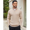 image:imageCOOFANDY Mens Quarter Zip Sweaters Slim Fit Mock Neck Pullover Sweaters Lightweight Knitted Polo SweaterBeige