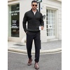 image:imageCOOFANDY Mens Quarter Zip Sweaters Slim Fit Mock Neck Pullover Sweaters Lightweight Knitted Polo SweaterBlack