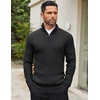 image:imageCOOFANDY Mens Quarter Zip Sweaters Slim Fit Mock Neck Pullover Sweaters Lightweight Knitted Polo SweaterBlack