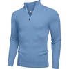 image:imageCOOFANDY Mens Quarter Zip Sweaters Slim Fit Mock Neck Pullover Sweaters Lightweight Knitted Polo SweaterBlue