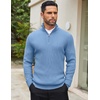 image:imageCOOFANDY Mens Quarter Zip Sweaters Slim Fit Mock Neck Pullover Sweaters Lightweight Knitted Polo SweaterBlue