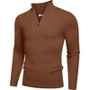 image:imageCOOFANDY Mens Quarter Zip Sweaters Slim Fit Mock Neck Pullover Sweaters Lightweight Knitted Polo SweaterBrown